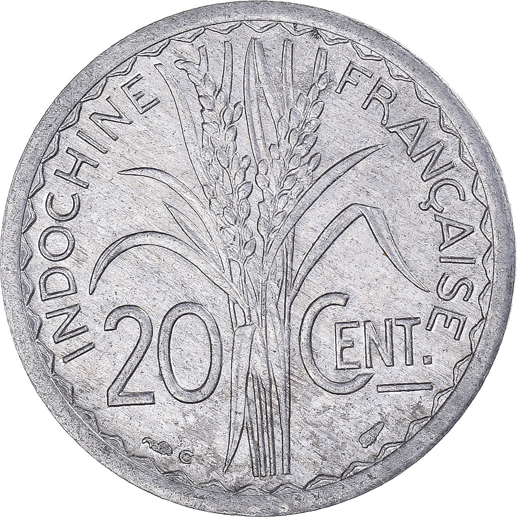 Munten, FRANS INDO-CHINA, 20 Cents, 1945, Paris, ZF+, Aluminium, KM:29.1