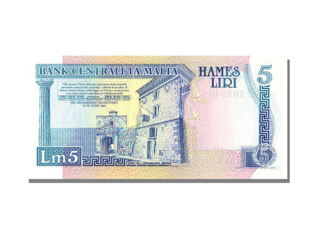 Geldschein, Malta, 5 Liri, UNZ