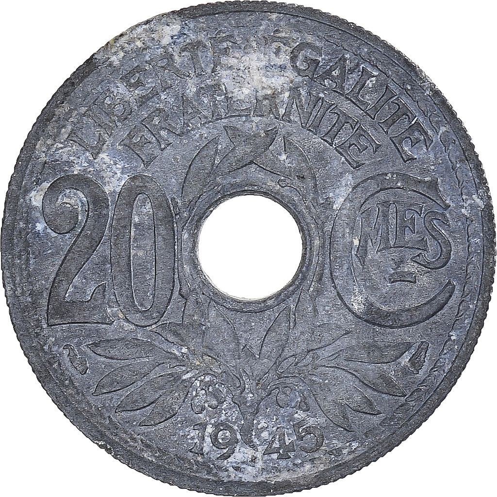 Coin, France, Lindauer, 20 Centimes, 1945, VF(20-25), Zinc, KM:907.1