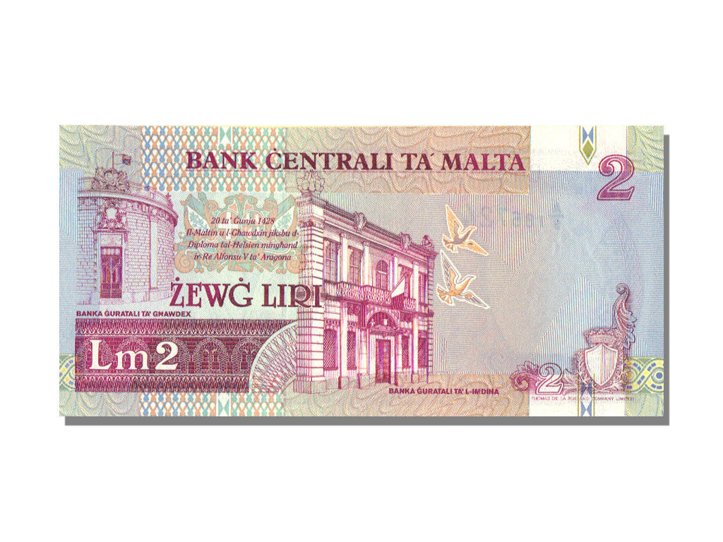 Geldschein, Malta, 2 Liri, UNZ