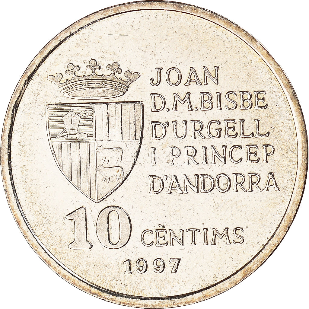 Monnaie, Andorre, 10 Centims, 1997, SPL+, Laiton, KM:164