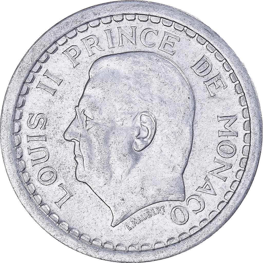 Moeda, Mónaco, 2 Francs, 1943, Paris, AU(50-53), Alumínio, KM:121, Gadoury:MC