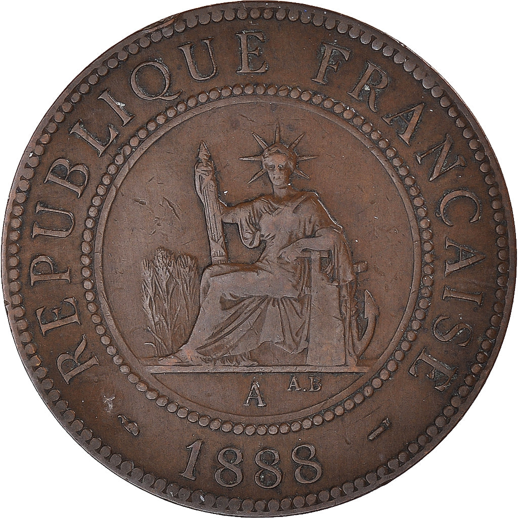 Coin, FRENCH INDO-CHINA, Cent, 1888, Paris, VF(30-35), Bronze, KM:1