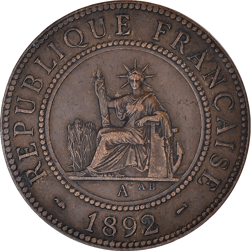 Coin, FRENCH INDO-CHINA, Cent, 1892, Paris, VF(30-35), Bronze, KM:1