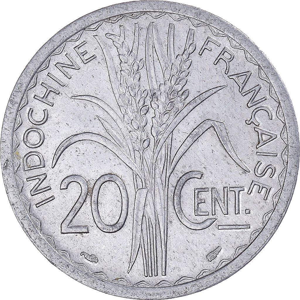 Moneda, INDOCHINA FRANCESA, 20 Cents, 1945, Paris, MBC+, Aluminio, KM:29.1
