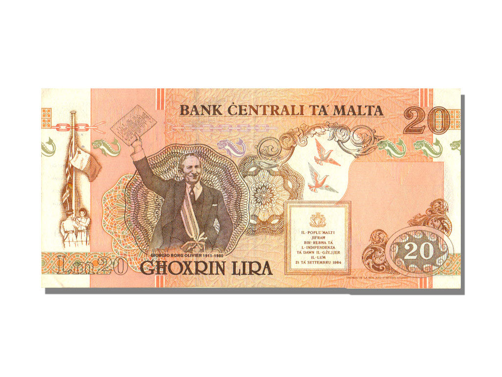 Malta, 20 Lira, KM #48, UNC(65-70), D/7