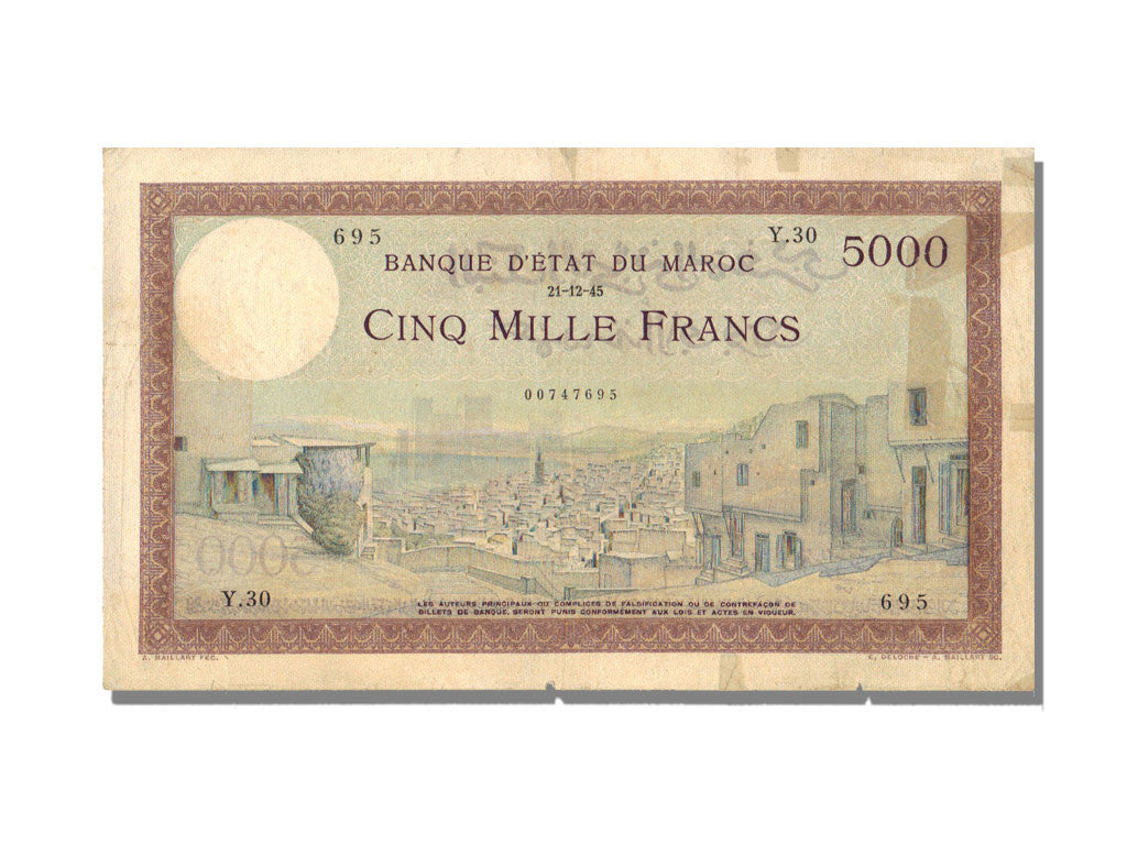 Banknote, Morocco, 5000 Francs, 1945, 1945-12-21, VF(30-35)