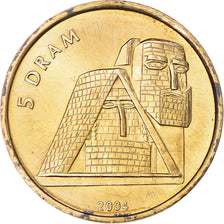 Coin, Nagorno Karabakh, 5 Drams, 2004, EF(40-45), Brass, KM:12