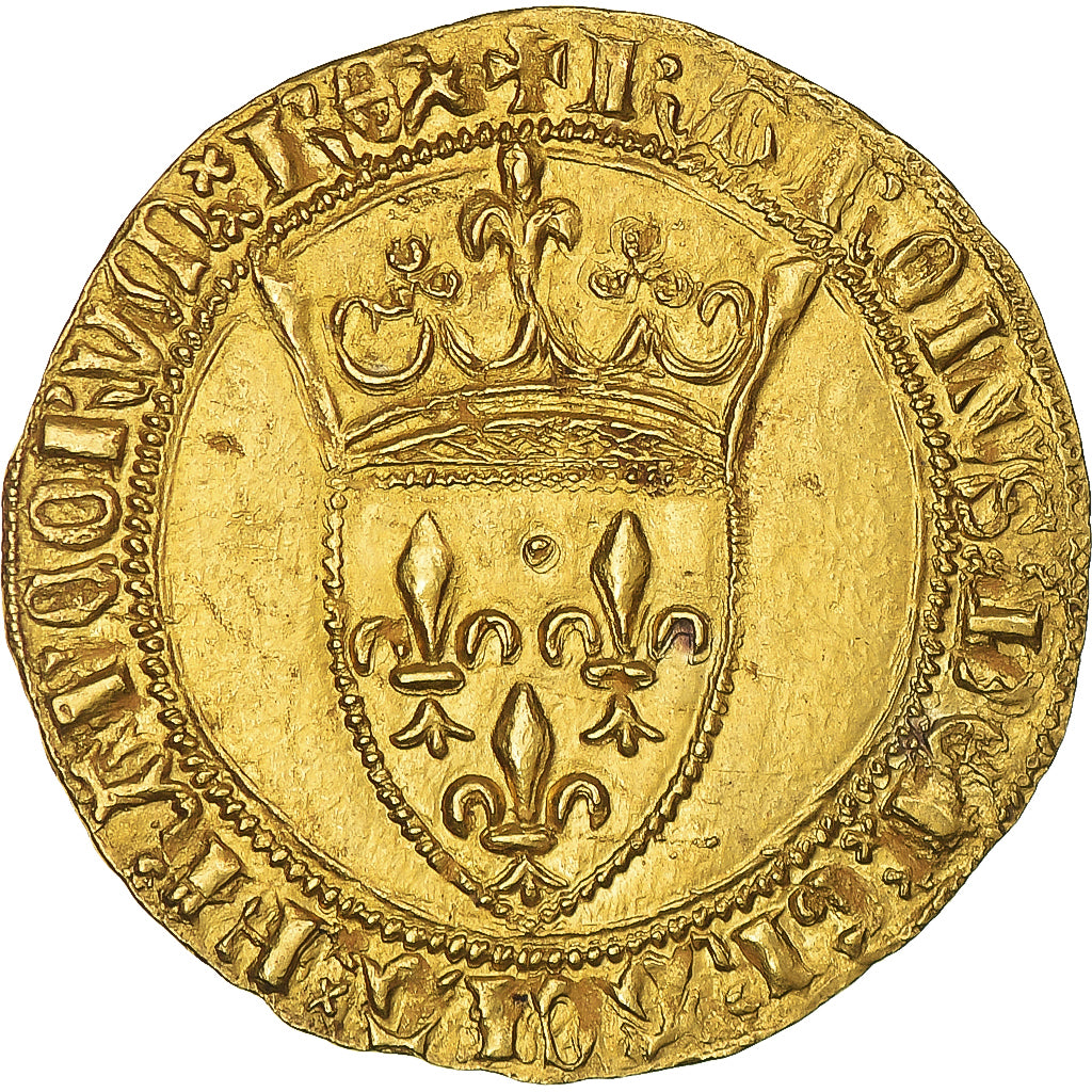 Munten, Frankrijk, Charles VI, Ecu d'or à la Couronne, Ecu d'or, PR+, Goud