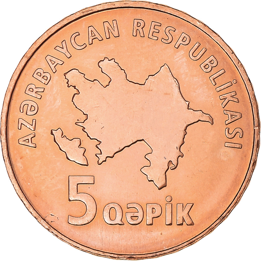 Monnaie, Azerbaïdjan, 5 Qapik, Undated (2006), SPL, Cuivre plaqué acier, KM:41