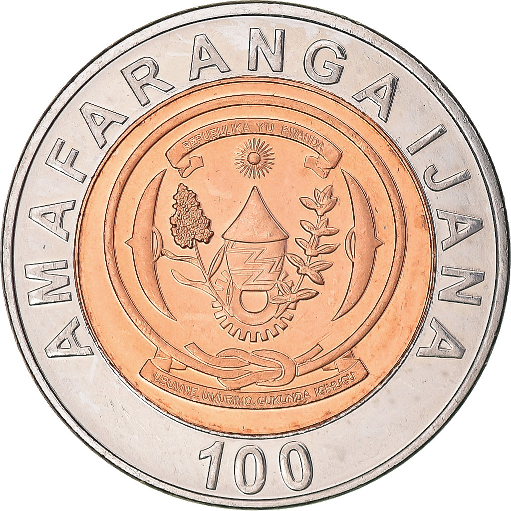 Monnaie, Rwanda, 100 Francs, 2007, British Royal Mint, SPL, Bimétallique, KM:32