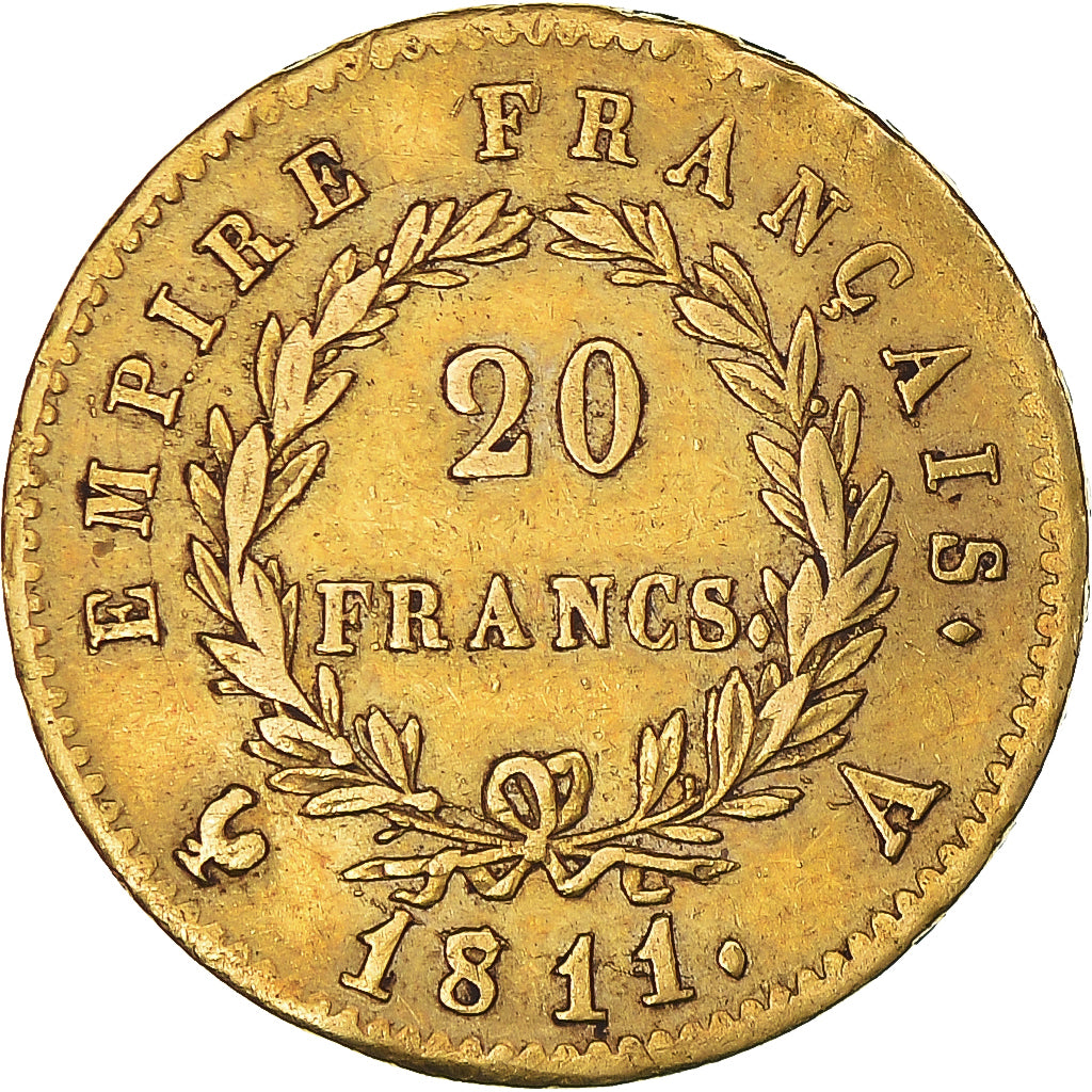 Munten, Frankrijk, Napoléon I, 20 Francs, 1811, Paris, ZF, Goud, KM:695.1
