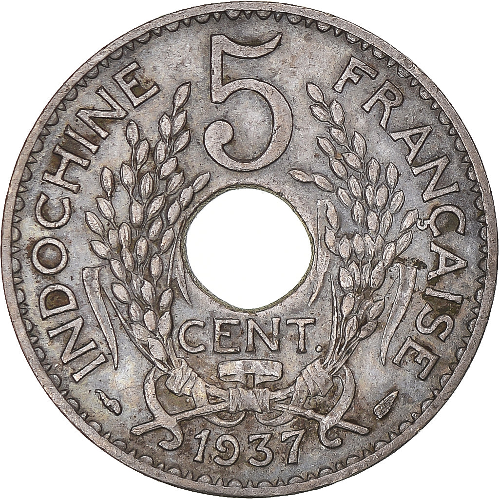 Moeda, INDOCHINA FRANCESA, 5 Cents, 1937, Paris, EF(40-45), Cobre-níquel, KM:18