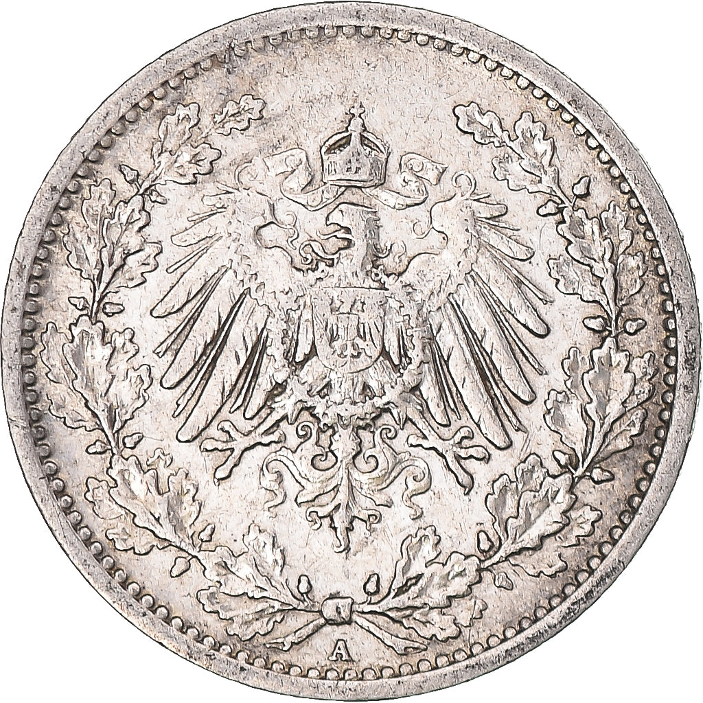 Coin, GERMANY - EMPIRE, 1/2 Mark, 1909, Berlin, EF(40-45), Silver, KM:17