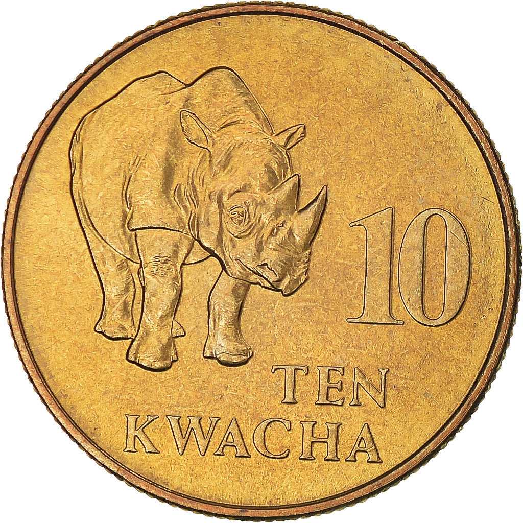Coin, Zambia, 10 Kwacha, 1992, British Royal Mint, AU(55-58), Brass, KM:32