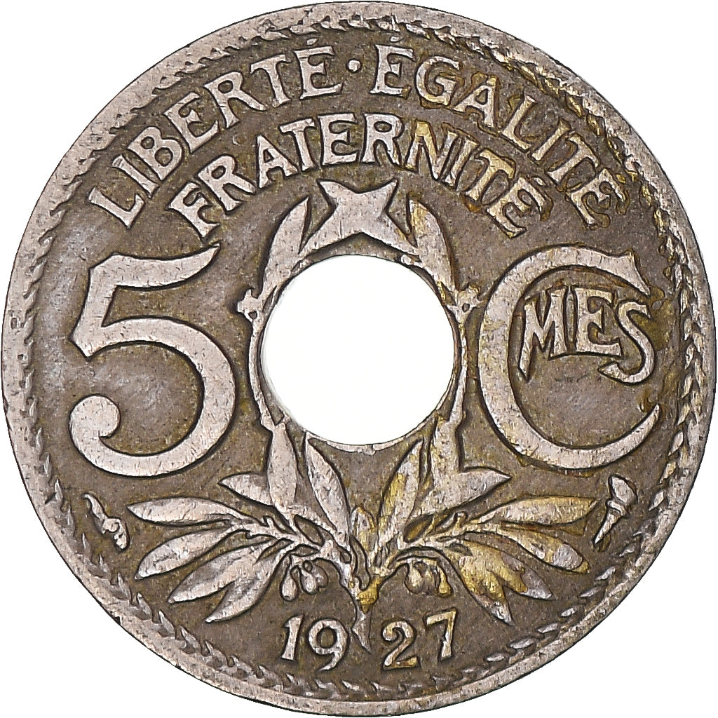 Moneta, Francia, Lindauer, 5 Centimes, 1927, MB+, Rame-nichel, KM:875