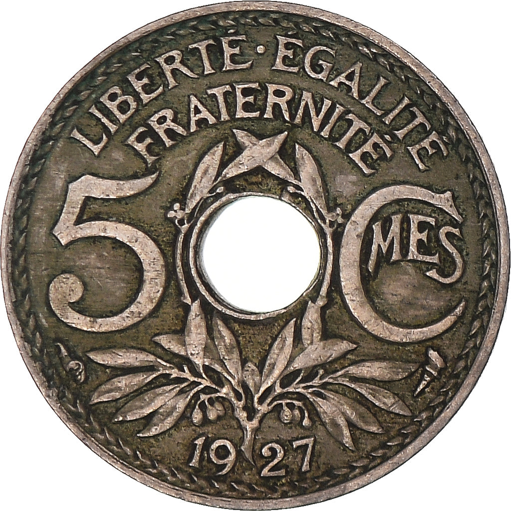 Moneta, Francia, Lindauer, 5 Centimes, 1927, MB, Rame-nichel, KM:875