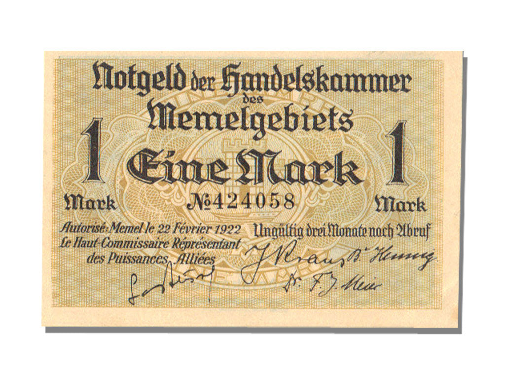 Memel, 1 Mark, 1922, 1922-02-22, UNC(65-70)