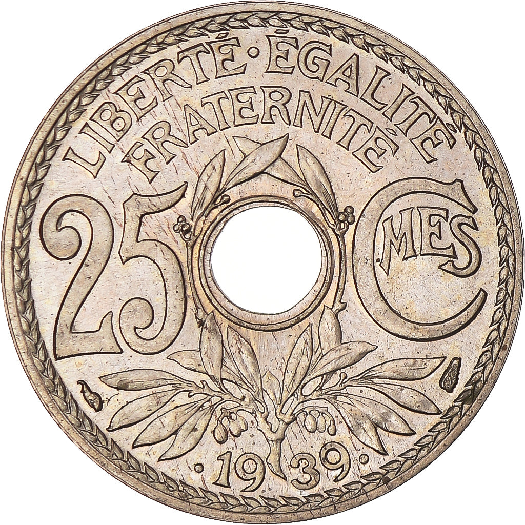 Münze, Frankreich, Lindauer, 25 Centimes, 1939, VZ+, Nickel-Bronze, KM:867b