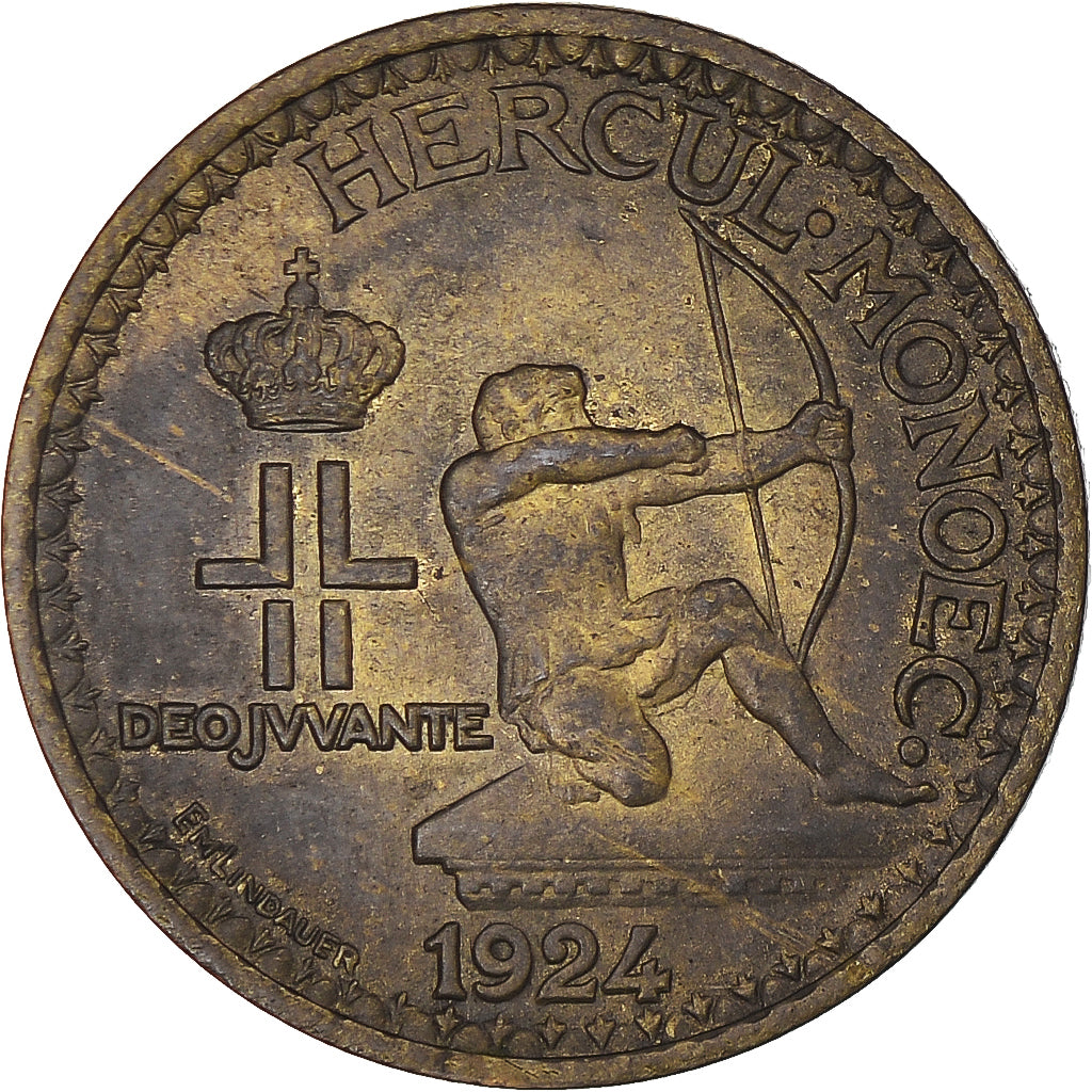 Moneta, Monaco, Louis II, Franc, 1924, Poissy, MB+, Alluminio-bronzo, KM:111