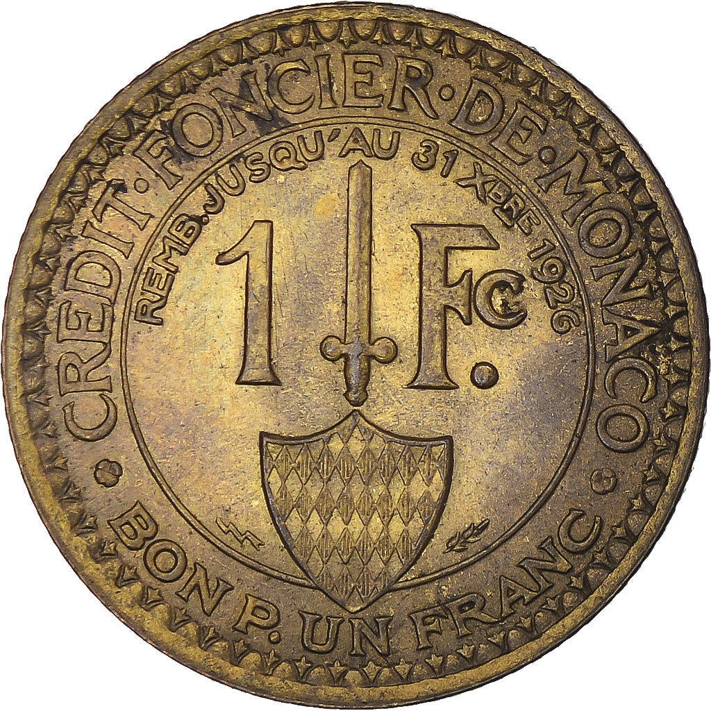 Moneta, Monaco, Louis II, Franc, 1924, Poissy, MB+, Alluminio-bronzo, KM:111
