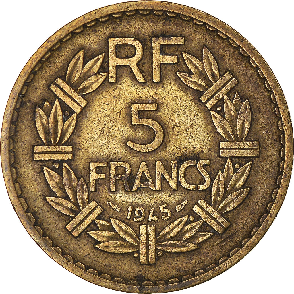 Coin, France, Lavrillier, 5 Francs, 1945, Paris, VF(20-25), Aluminum-Bronze