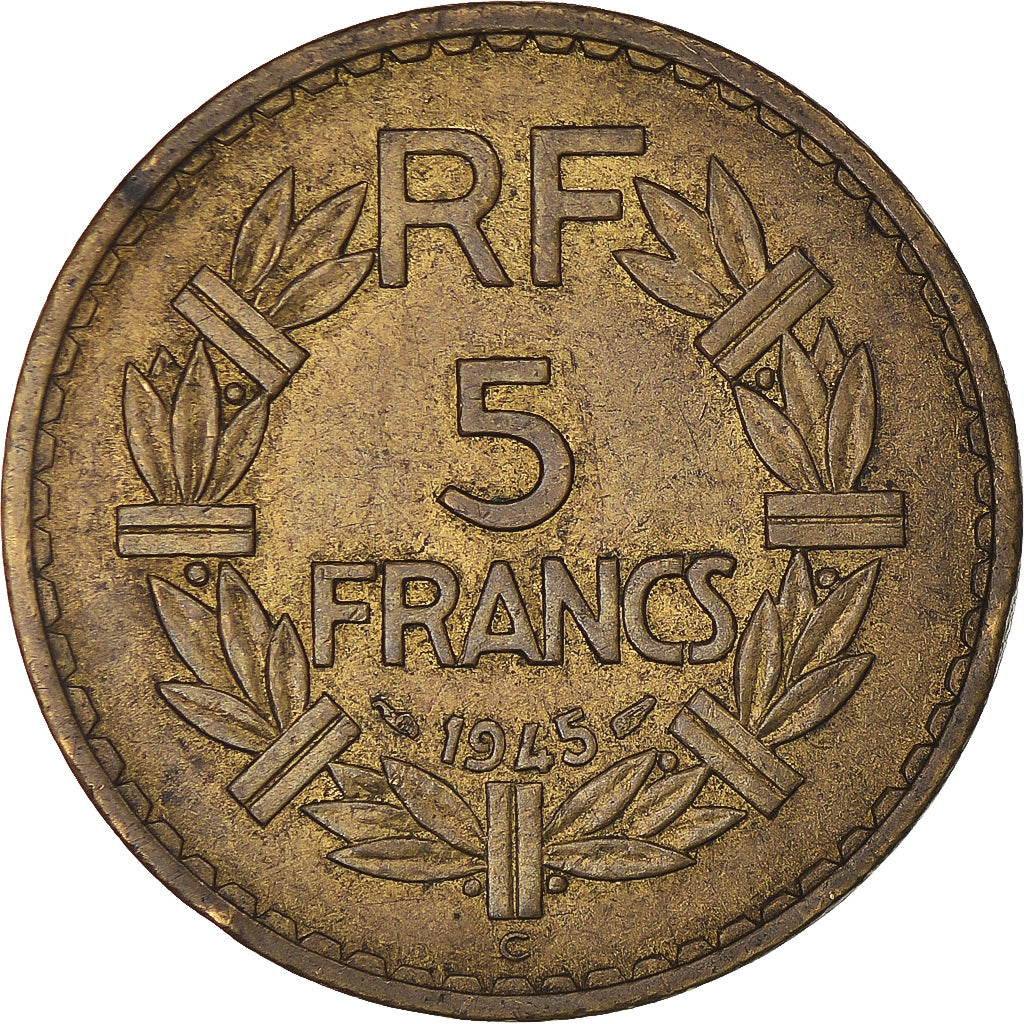 Coin, France, Lavrillier, 5 Francs, 1945, Castelsarrasin, VF(20-25)