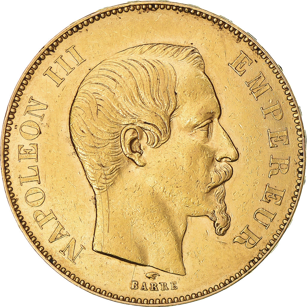 Moneta, Francja, Napoleon III, 50 Francs, 1855, Paris, AU(50-53), Złoto