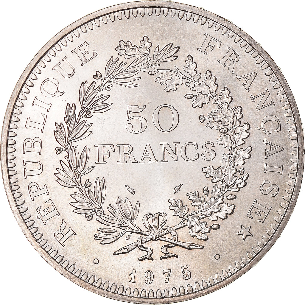 Coin, France, Hercule, 50 Francs, 1975, Paris, MS(60-62), Silver, KM:941.1