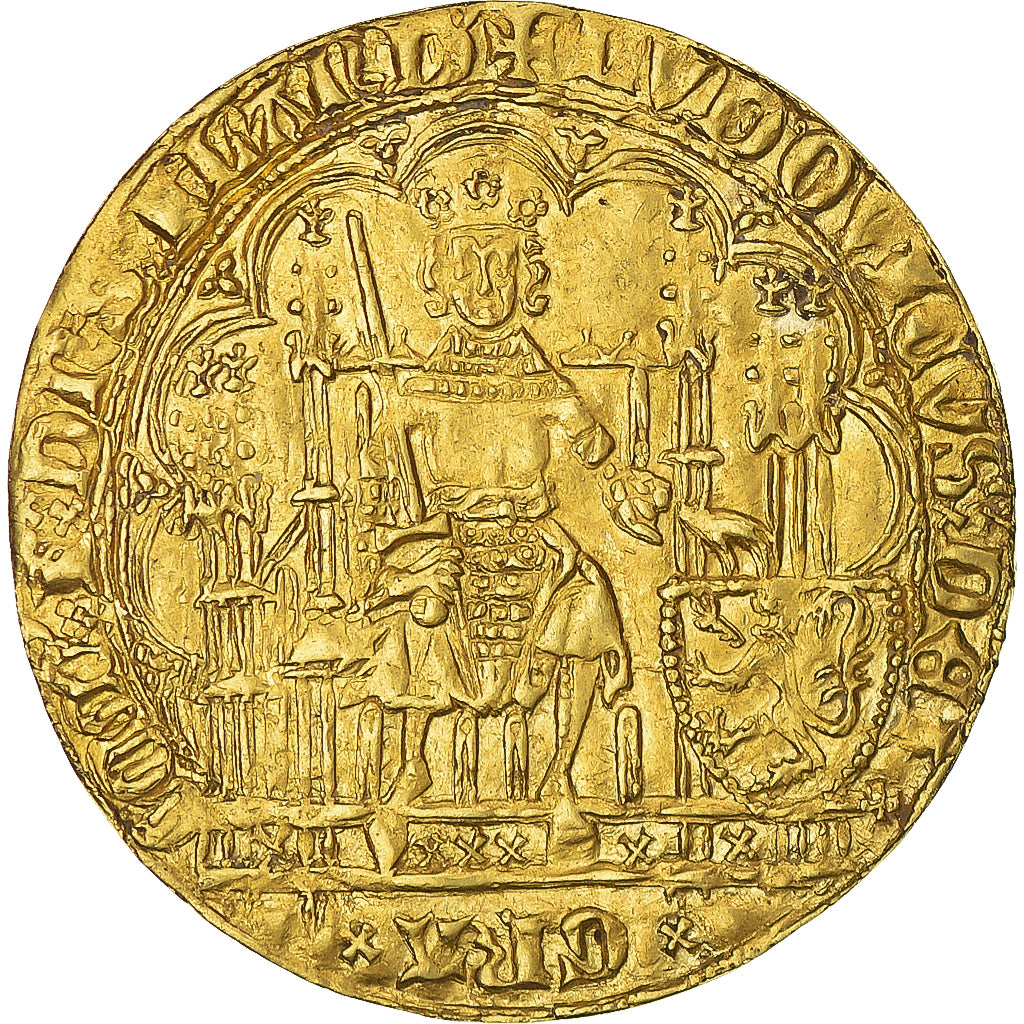 Monnaie, France, Flandre, Louis II de Mâle, Chaise d'or, SUP, Or, Boudeau:2226