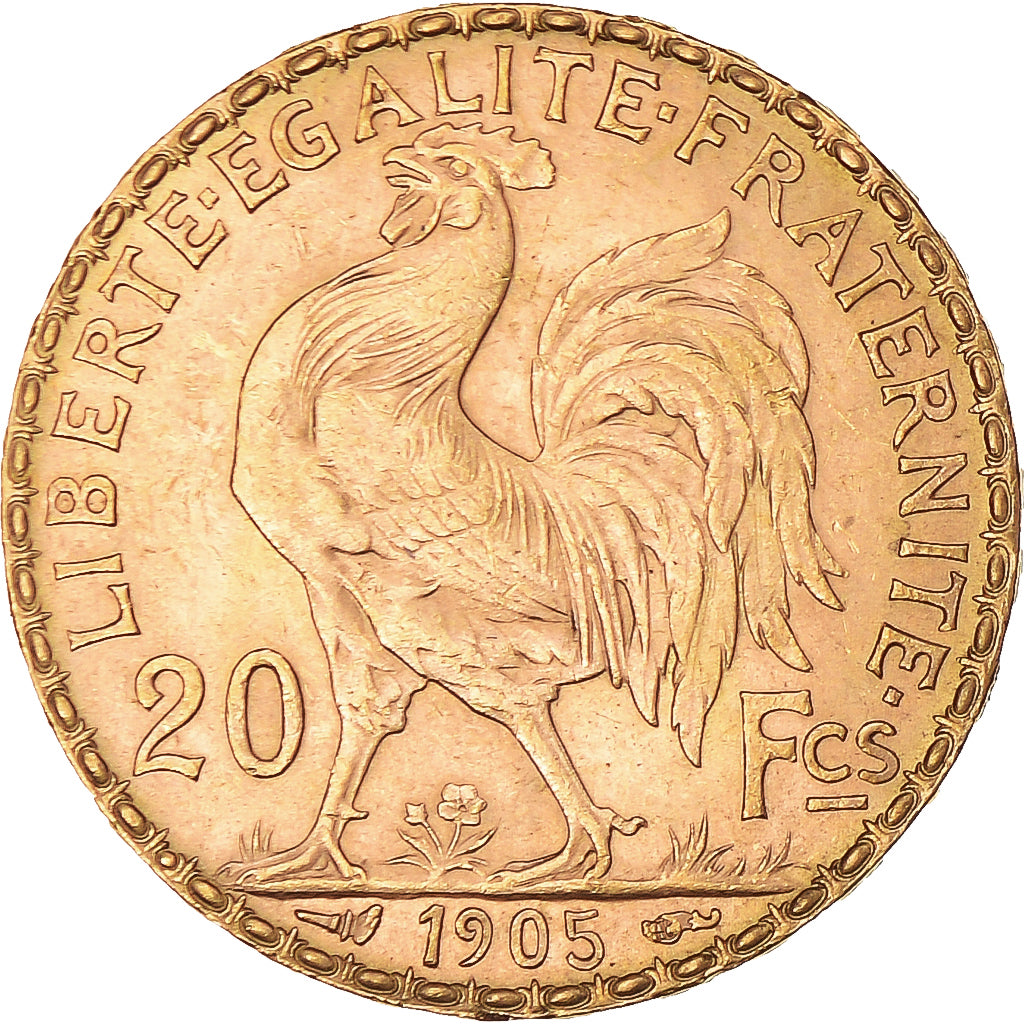 Coin, France, Marianne, 20 Francs, 1905, Paris, Coq, MS(60-62), Gold, KM:847