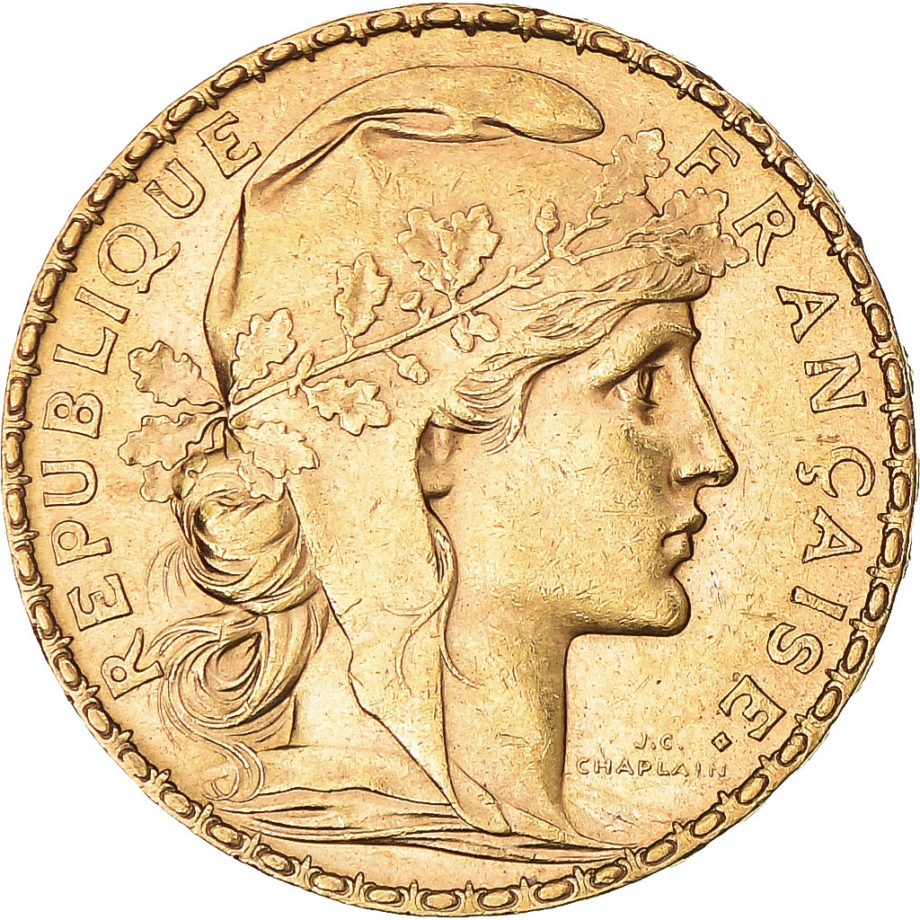 Moneta, Francja, Marianne, 20 Francs, 1901, Paris, Coq, AU(55-58), Złoto