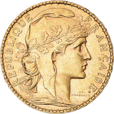 Moneta, Francja, Marianne, 20 Francs, 1901, Paris, Coq, AU(55-58), Złoto