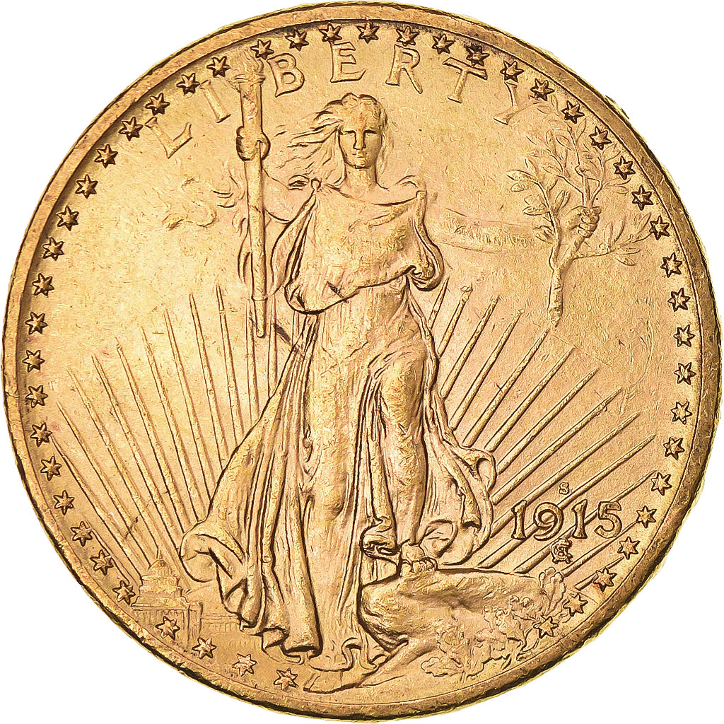 Moneda, Estados Unidos, Saint-Gaudens, $20, Double Eagle, 1915, San Francisco