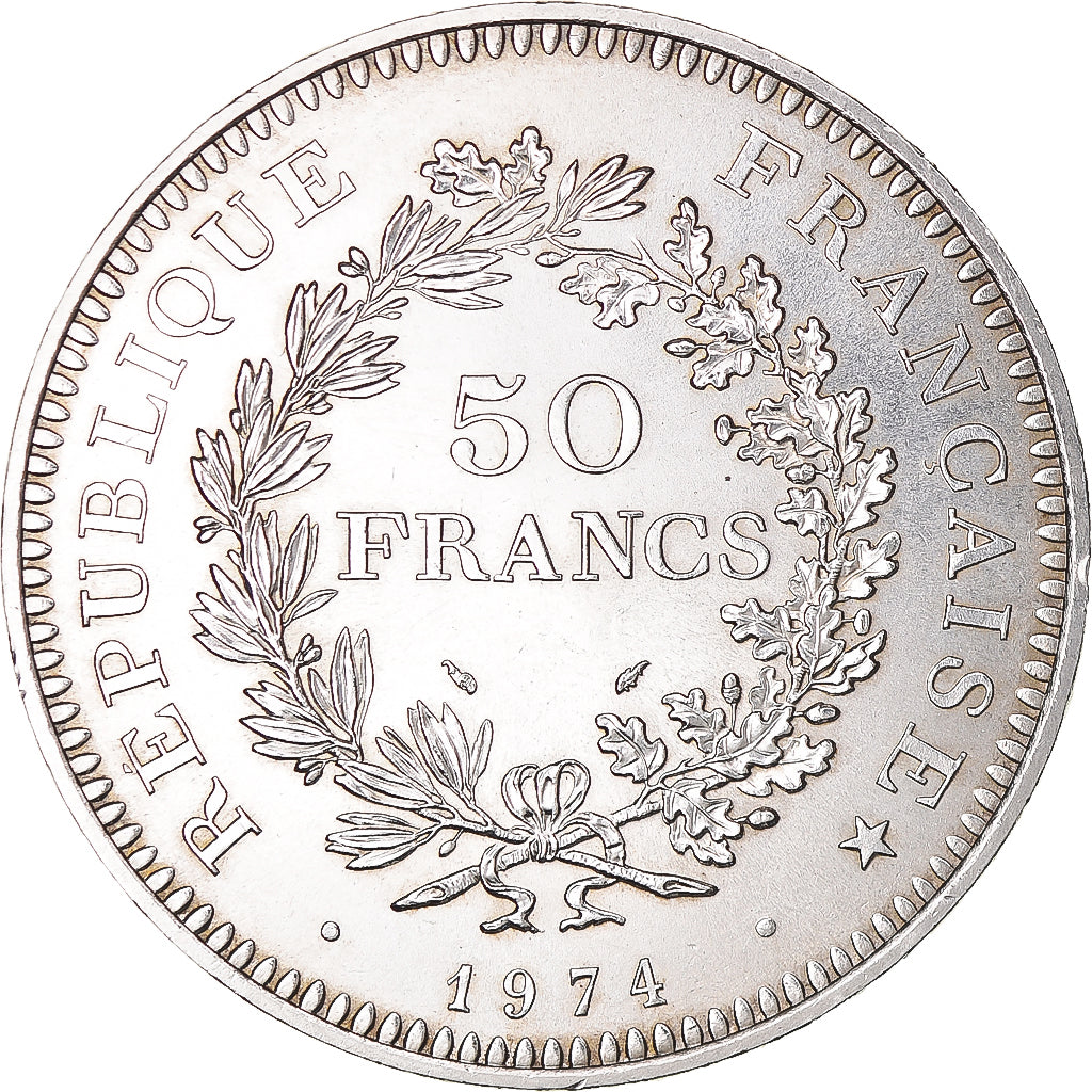 Coin, France, Hercule, 50 Francs, 1974, Paris, MS(63), Silver, KM:941.1
