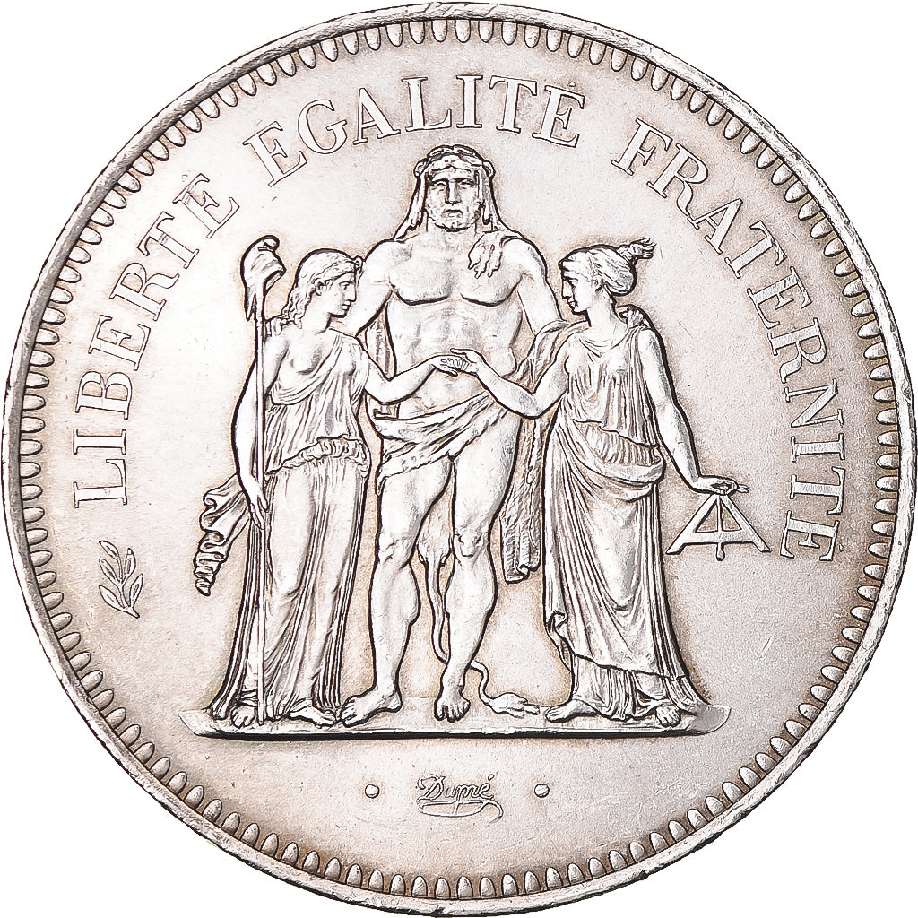 Moeda, França, Hercule, 50 Francs, 1974, Paris, MS(63), Prata, KM:941.1