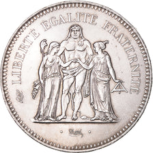 Moeda, França, Hercule, 50 Francs, 1974, Paris, MS(63), Prata, KM:941.1