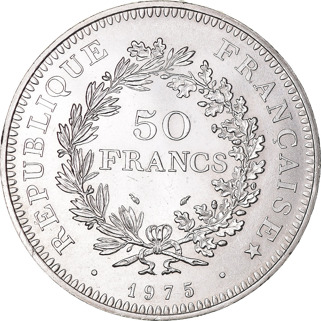 Coin, France, Hercule, 50 Francs, 1975, Paris, MS(63), Silver, KM:941.1