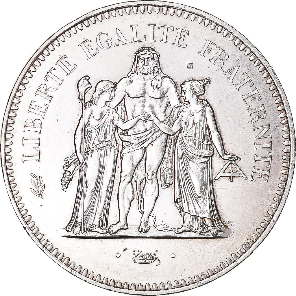 Münze, Frankreich, Hercule, 50 Francs, 1975, Paris, VZ+, Silber, KM:941.1