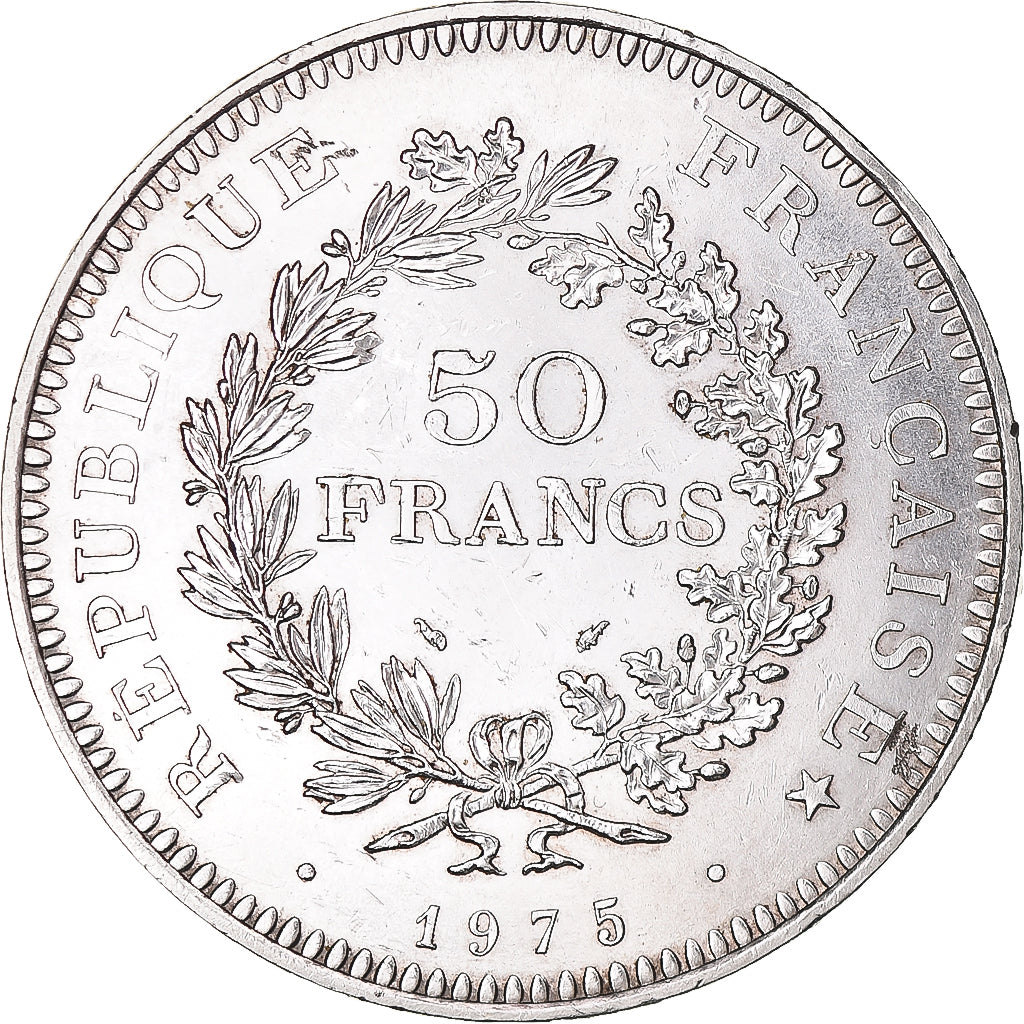 Münze, Frankreich, Hercule, 50 Francs, 1975, Paris, VZ+, Silber, KM:941.1