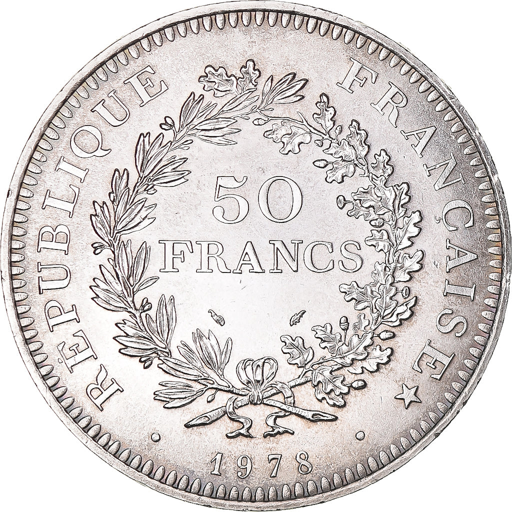 Moeda, França, Hercule, 50 Francs, 1978, Paris, AU(55-58), Prata, KM:941.1