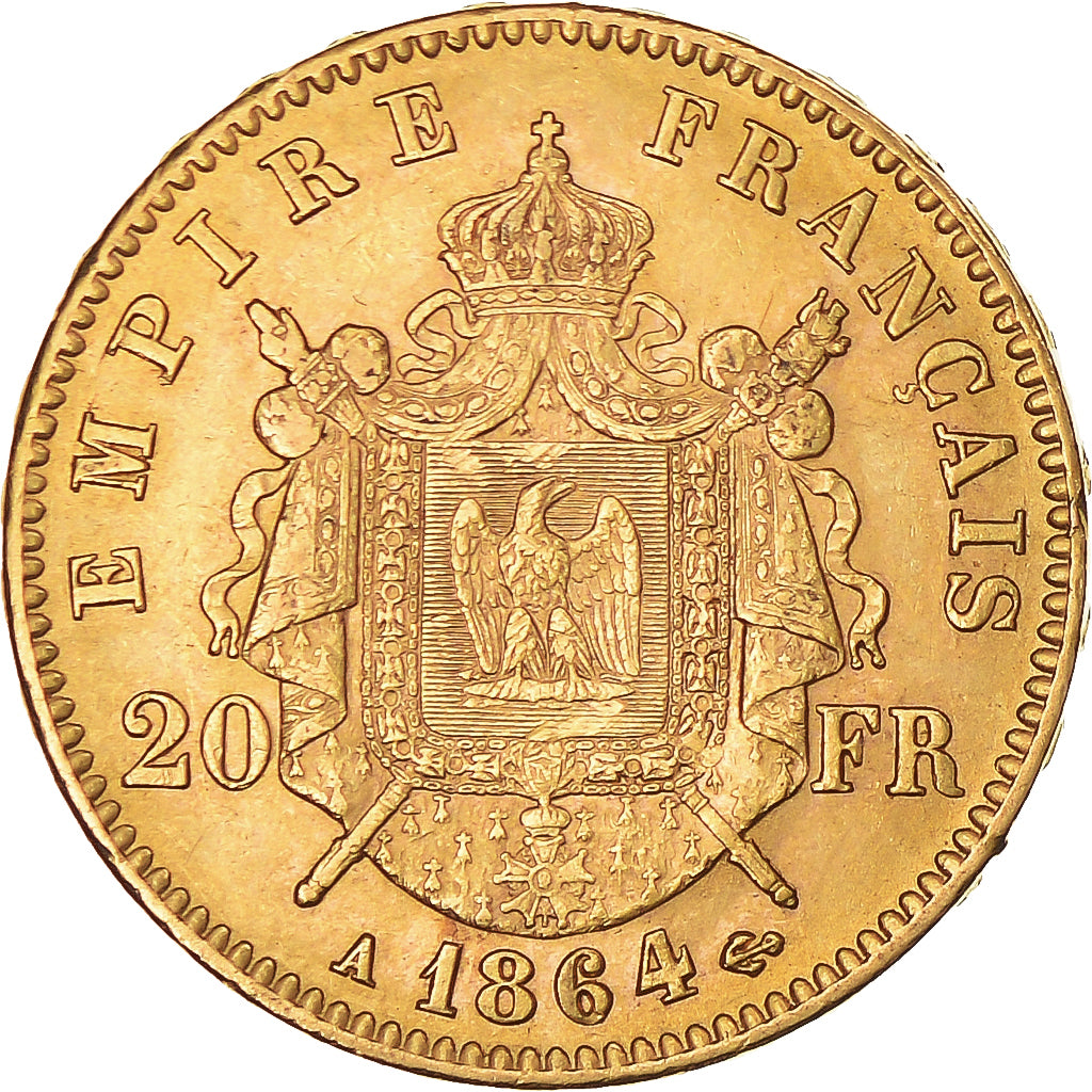 Moneda, Francia, Napoléon III, 20 Francs, 1864, Paris, EBC, Oro, KM:801.1