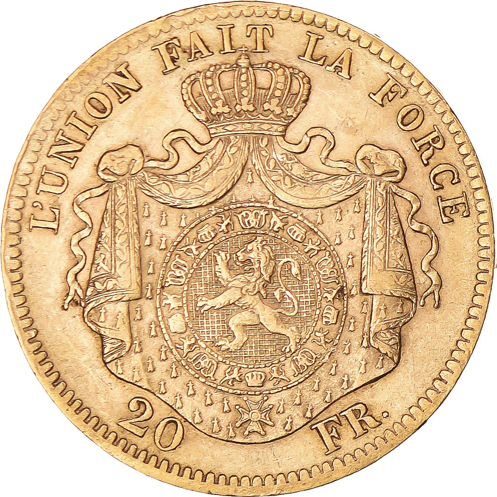 Moneta, Belgio, Leopold II, 20 Francs, 20 Frank, 1869, SPL-, Oro, KM:32