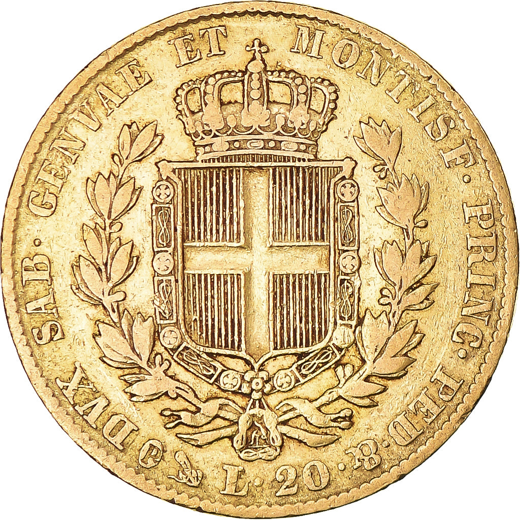 Moneta, DEPARTAMENTY WŁOSKIE, SARDINIA, Carlo Alberto, 20 Lire, 1836, Genoa