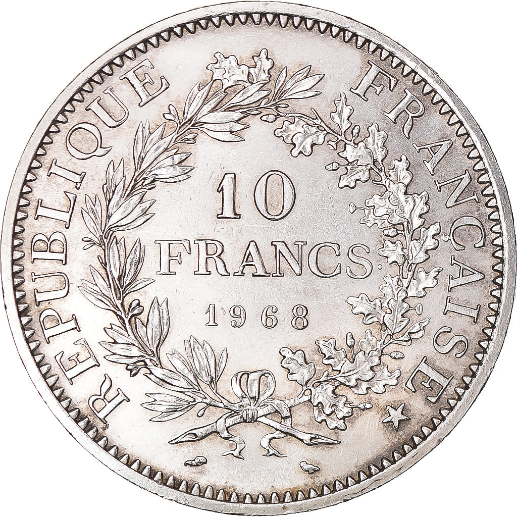 Moeda, França, Hercule, 10 Francs, 1968, Paris, AU(50-53), Prata, KM:932