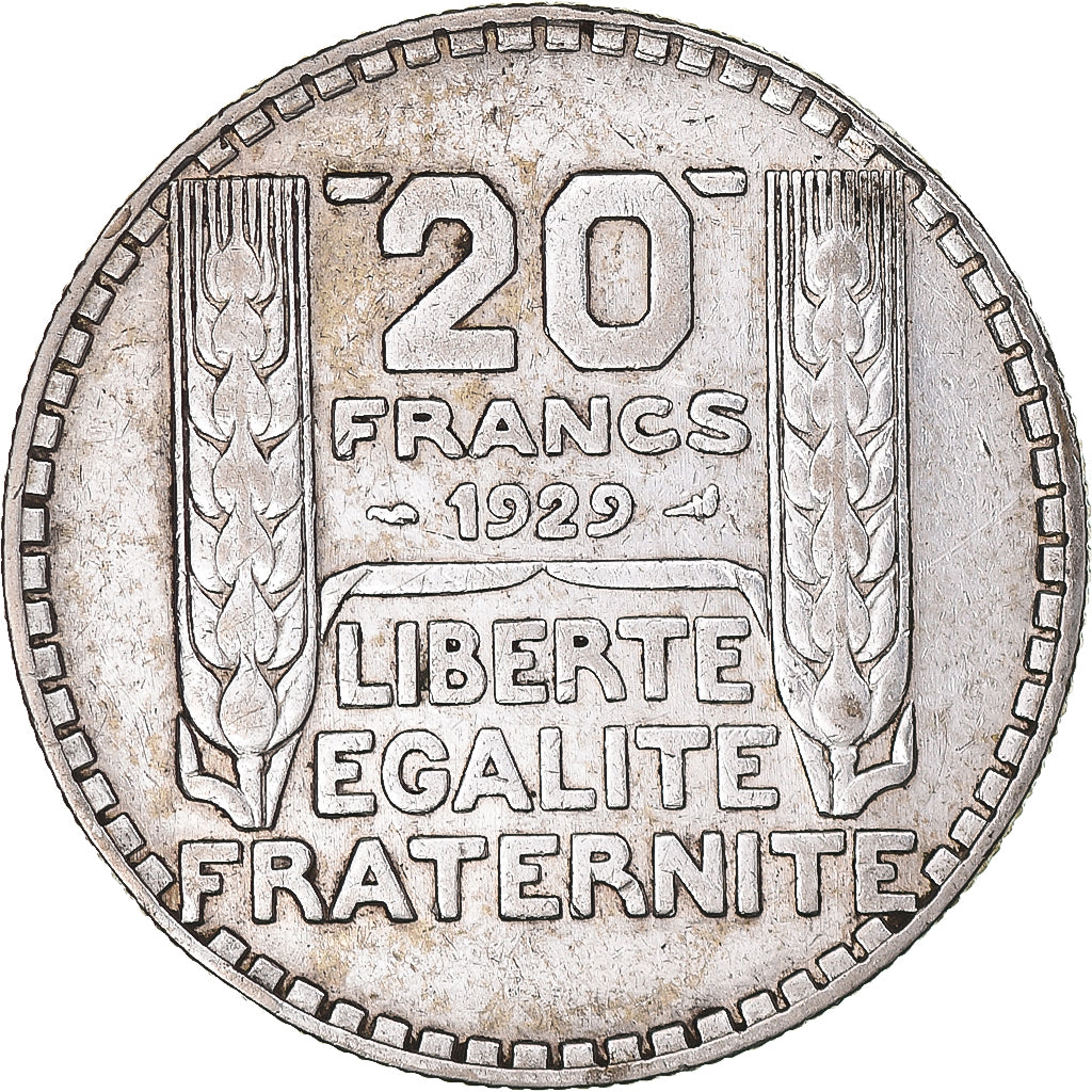 Moeda, França, Turin, 20 Francs, 1929, Paris, EF(40-45), Prata, KM:879