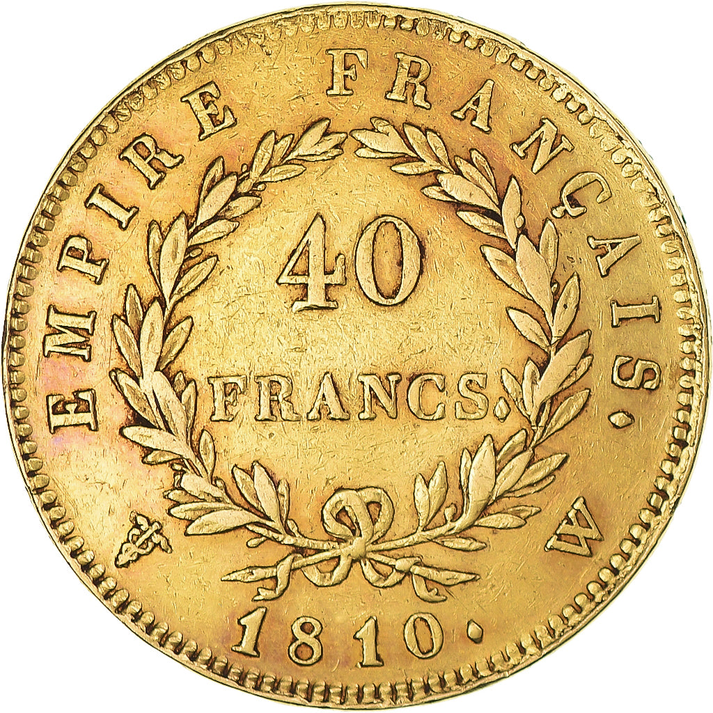 Moneta, Francia, Napoléon I, 40 Francs, 1810, Lille, BB, Oro, KM:696.6