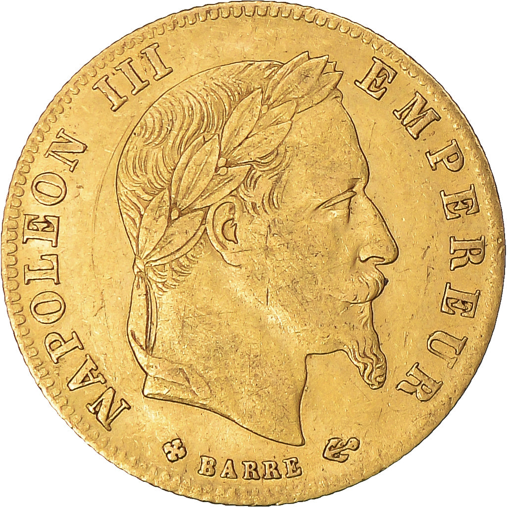 Coin, France, Napoleon III, 5 Francs, 1865, Strasbourg, EF(40-45), Gold