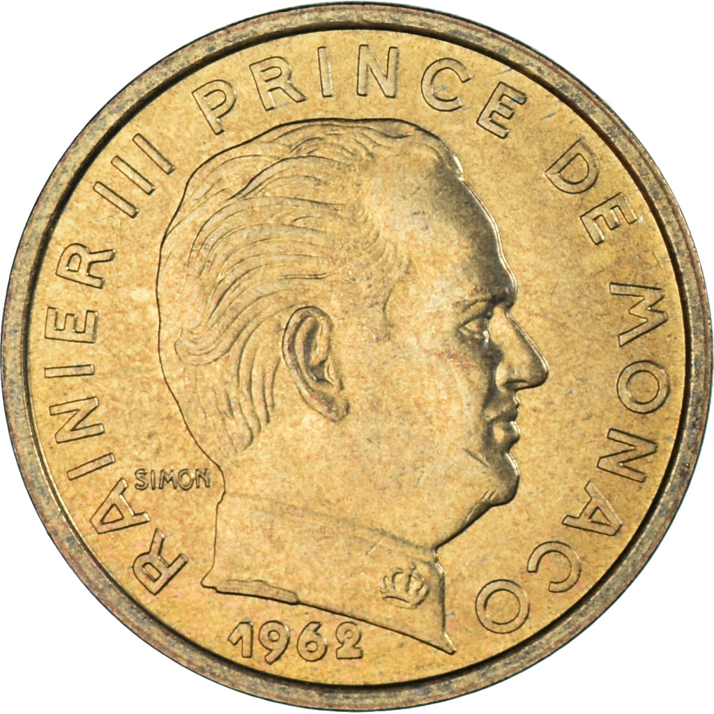 Coin, Monaco, Rainier III, 10 Centimes, 1962, AU(50-53), Aluminum-Bronze