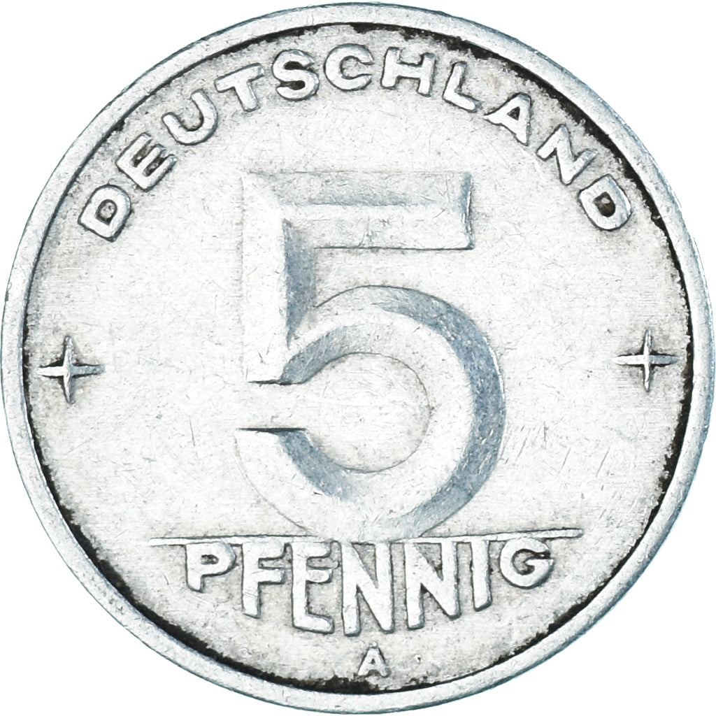 Coin, GERMAN-DEMOCRATIC REPUBLIC, 5 Pfennig, 1950, Berlin, AU(50-53), Aluminum